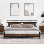 Metallist voodiraam ilma madratsita pruun tamm 193x201 cm