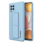 Wozinsky Kickstand Case silicone case with stand Samsung Galaxy A42 5G light blue