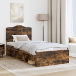 Voodi raam peaga suitsetatud tamm 75 x 190 cm tahke m&auml;nd