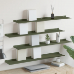 Seinariiul riiuliga 4 pcs k&uuml;pset roheline 100 x 18 x 2,5 cm