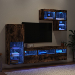 6-osaline telerikappide komplekt led-tuledega, suitsutatud tamm