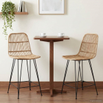 Baaritool 2 pcs naturaalne 44 x 54 x 96 cm rattan ja teras