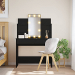 Led-valgustusega tualettlaud, must, 96 x 40 x 142 cm