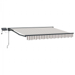 Manuaalne varikatus led-idega helehall ja valge 3,5 x 2,5 m