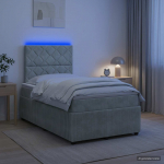 Led kastivoodiga madrats peaga helehall 120 x 200 cm samet