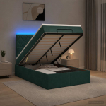Ottomani voodi madratsi ja led-idega tumeroheline 120 x 190 cm