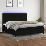 Kontinentaalvoodi madrats ja led, must, 200x200 cm, kangas
