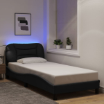 Voodiraam led-iga ilma madratsita hvar , must, 80x200cm, kangas