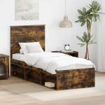 Voodi raam peaga suitsetatud tamm 75 x 190 cm tahke m&auml;nd