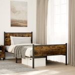 Metallist voodiraam ilma madratsita suitsutatud tamm 100x200 cm