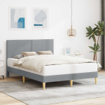 Voodi raam peaga helehall 140 x 190 cm kangas