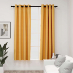 Linase v&auml;limusega pimendavad kardinad 2 tk kollane 140 x 175 cm