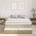 Voodi hoiukohaga raam sahtliga sonoma tamm 150 cm tehispuit