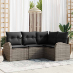 Diivanikomplekt padjaga ladustamisega 4 pcs hall pol&uuml;rotang