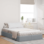 Ottomani voodiraam ladustamisega helehall 120 x 200 cm kangas