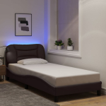 Voodiraam led-iga ilma madratsita hvar, tumepruun, 80x200 cm, kangas