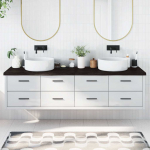 Vannitoa tasapind, tumepruun, 200x50x(2-4)cm t&ouml;&ouml;deldud t&auml;ispuit