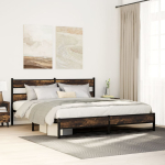 Metallist voodiraam ilma madratsita suitsutatud tamm 180x200 cm
