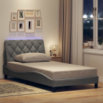 Voodiraam led-iga ilma madratsita, helehall, 100x200 cm, kangas