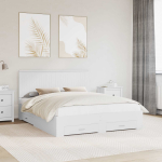 Voodi raam sahtliga peaga valge 160 x 200 cm tehispuit