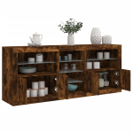 Puhvetkapp led-tuledega, suitsutatud tamm, 181,5 x 37 x 67 cm