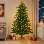 Tehisj&otilde;ulupuu 210 cm 300 led-i soe valge pvc ja metall roheline