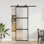 L&uuml;kanduks riistvara komplektiga must 76x205 cm karastatud klaas