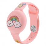 AirTag Case Wristband Silicone Wristband for Kids - Pink with Rainbow
