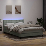 Kontinentaalvoodi madrats ja led, helehall, 160x210 cm, samet