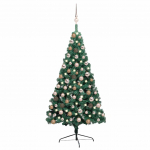 Valgustusega poolik kunstkuusk alusega, roheline, 120 cm