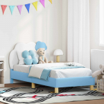 Laste voodiraam peatoega peaga sinine 80 x 160 cm pu