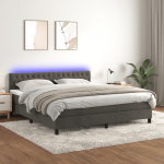 Kontinentaalvoodi madrats ja led, tumehall, 160x200 cm, samet