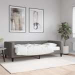 Diivanvoodi madratsiga, tumehall, 90x200 cm, kangas