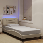 Voodiraam led-iga ilma madratsita hvar, kreem, 80x200 cm, kangas