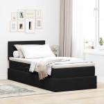 Laos voodi peaga must 90 x 190 cm samet