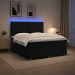 Vedruvoodi madratsiga led-ribadega must 140 x 200 cm samet