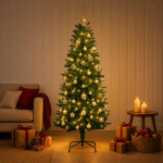 Tehisj&otilde;ulukuusk koos kaunistustega 150 cm 150 led-i soe valge
