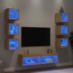 8-osaline telerikappide komplekt led-tuledega, sonoma tamm