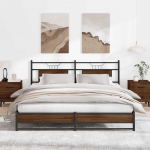 Metallist voodiraam ilma madratsita pruun tamm 183x213 cm