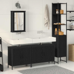 Vannitoa m&ouml;&ouml;bleset riiuliga ladustamisega 4 pcs must tehispuit
