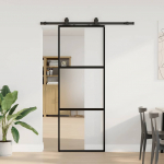 L&uuml;kanduks riistvara komplektiga must 76x205 cm karastatud klaas