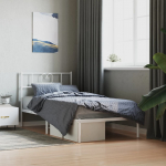 Metallist voodiraam peatsiga, valge, 107x203 cm