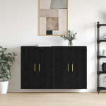Seinale kinnitatud kapid 2 pcs must tamm 69.5 x 34 x 90 cm