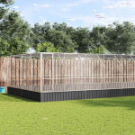 Linnumaja koos laiendusega, h&otilde;bedane, 1246x414x212 cm, teras