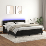 Kontinentaalvoodi madrats ja led, must, 160x200 cm, samet