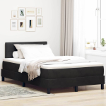 Led box spring voodi peaga must 120 x 190 cm samet