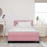 Led box spring voodi peaga roosa 120 x 190 cm samet