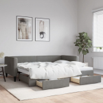 Diivanvoodi v&auml;ljat&otilde;mmatav ja sahtlitega madratsita, 90x200 cm