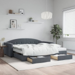 Diivanvoodi v&auml;ljat&otilde;mmatav/sahtlitega tumehall 100x200 cm samet
