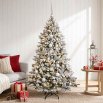 Tehisj&otilde;ulukuusk koos kaunistustega 150 cm 150 led-i soe valge